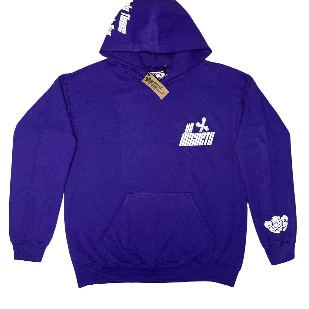 Purple Puff print no regrets hoodie with bags and tags unworn